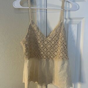 Elegant Cream Crochet Women's Top